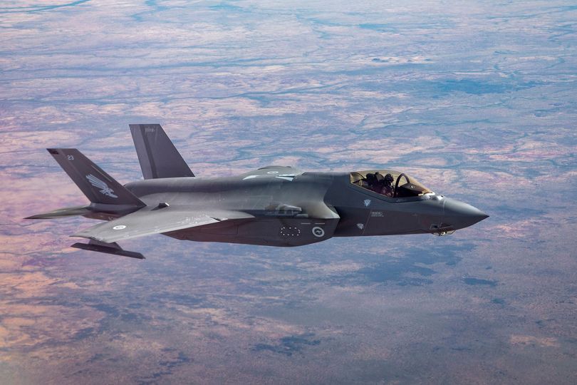 F-35 strike fighter in mid flight