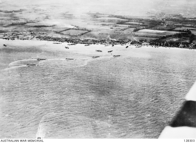 Landing craft make their way to shore as part of the D-Day landings.