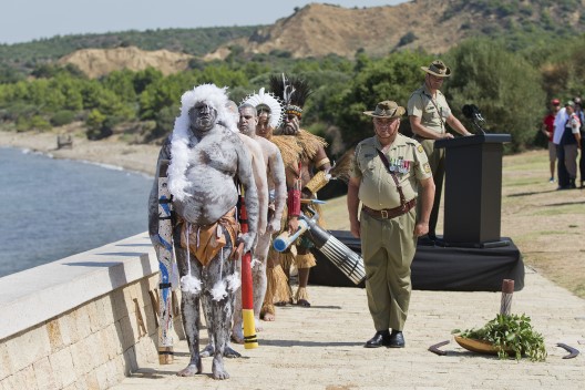 • Australian Army soldiers of Aboriginal and Torres Strait descent conduct the Honouring Warrior Spirits ceremony during the Centenary of the August 1915 Offensive on Gallipoli, 6 August 2015. (Image: Defence)