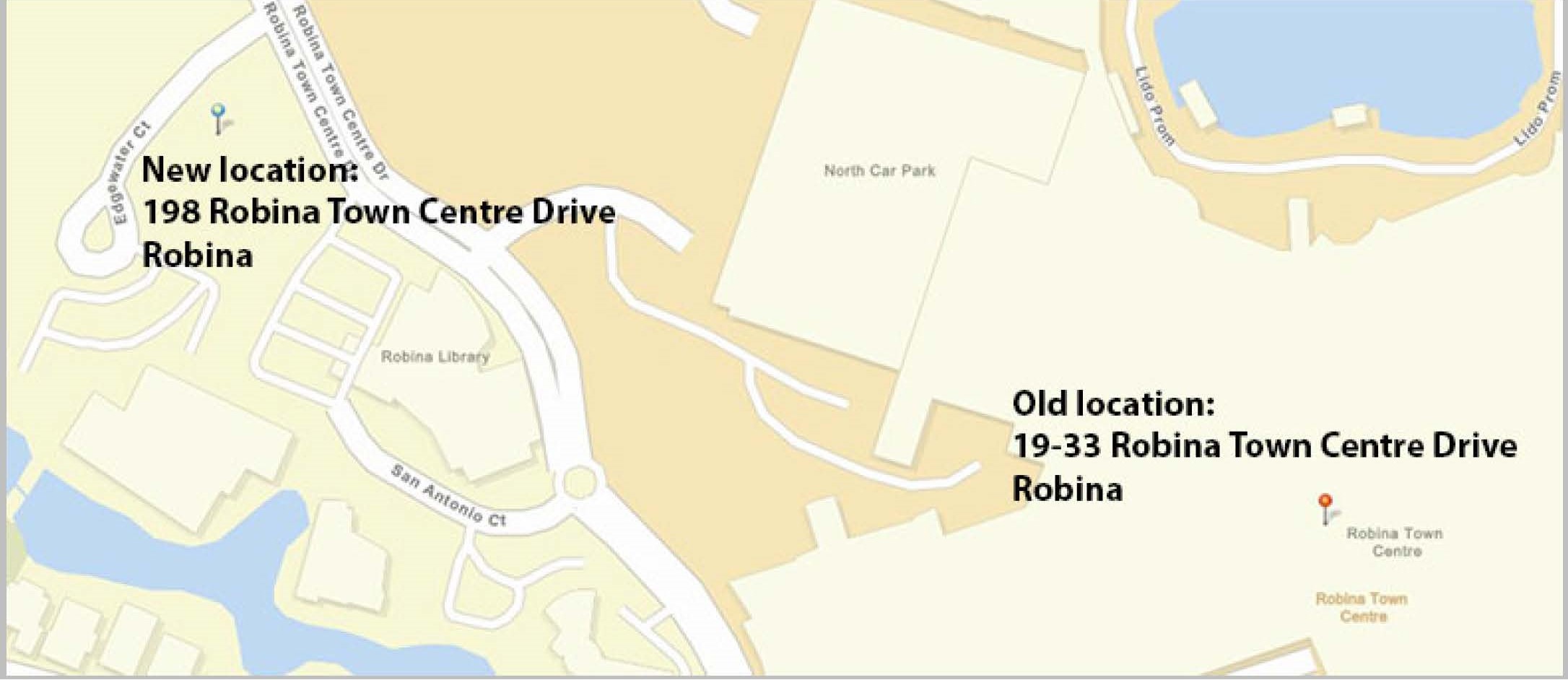 A map showing the relocation of Robina's DVA services