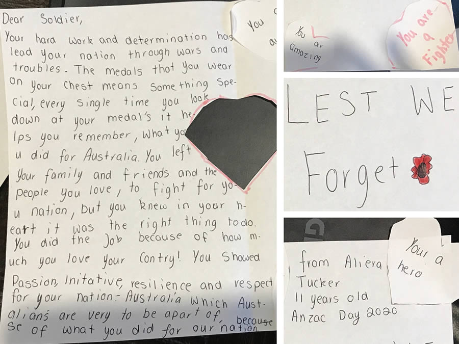 Letter to the veteran from Aliera Tucker