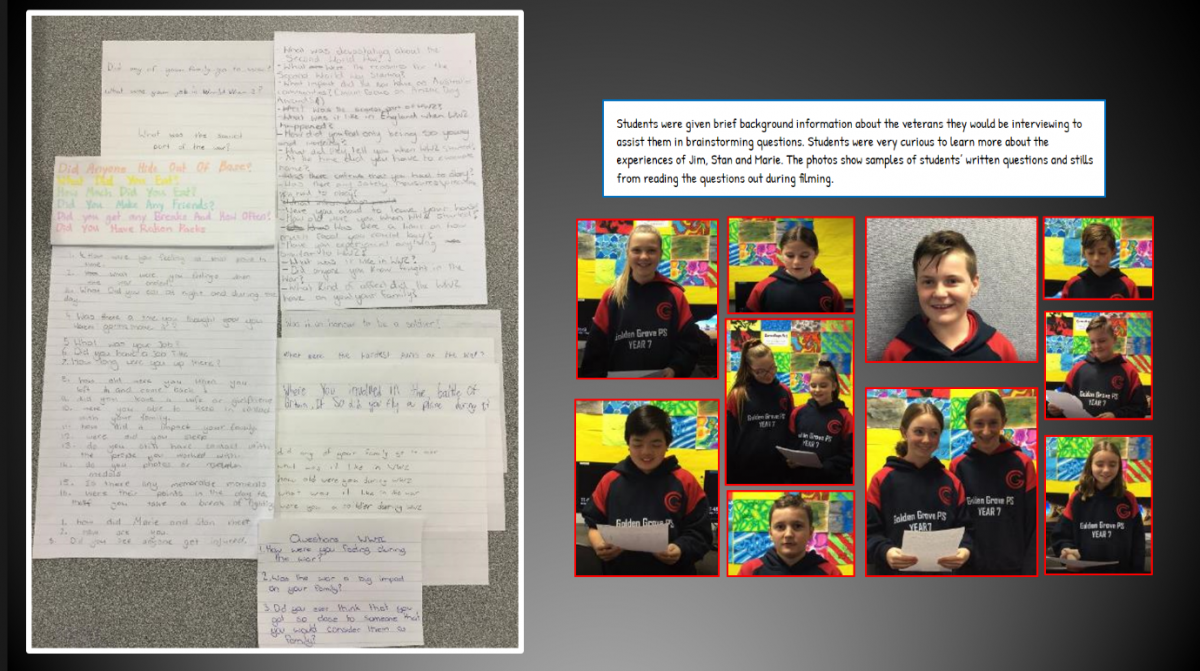 Composite photo of school children with accompanying letters