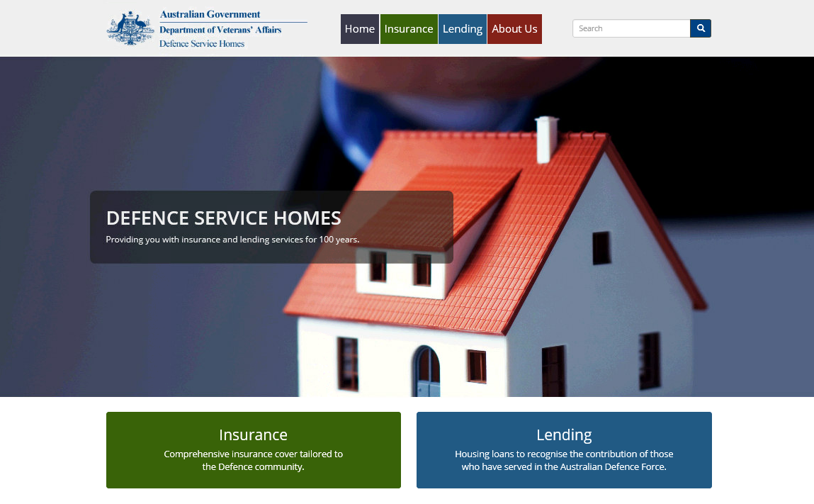 Defence Service Homes website screen shot