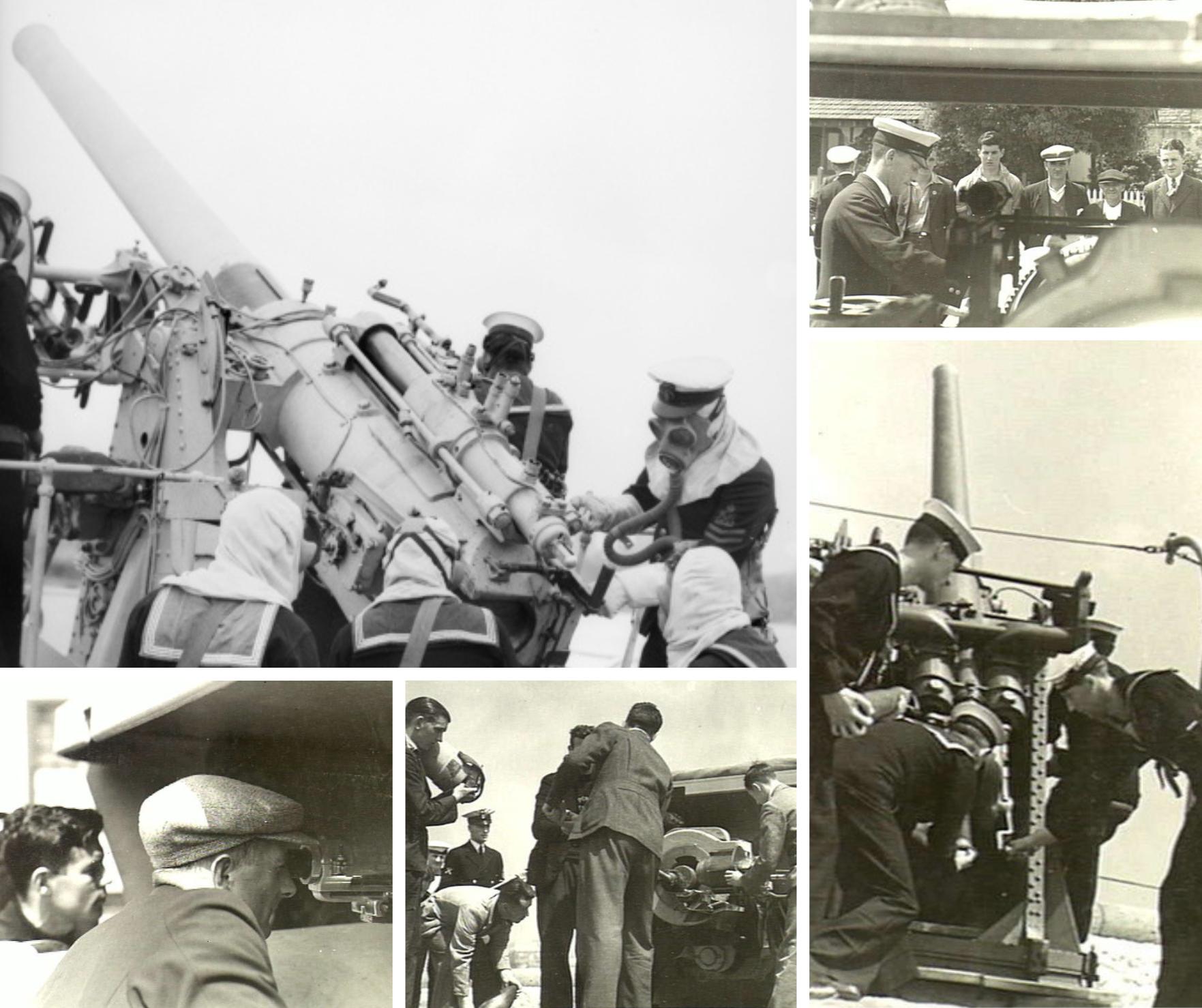 A black and white photo of Australian Merchant servicemen at gun practice in Sydney.