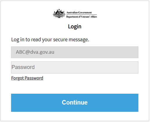 Screenshot showing the Login form showing your email address and then Password fillable fields. User enters Email address and then a Password.