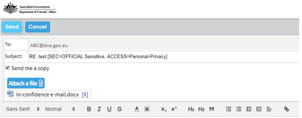 Screenshot showing the Email being sent showing your email address and every other email address. User selects the button Send and then email is sent.