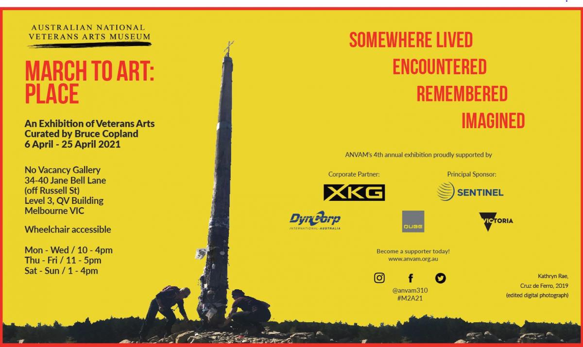 Poster for the Australian National Veterans Arts Museum's March to Art: Place