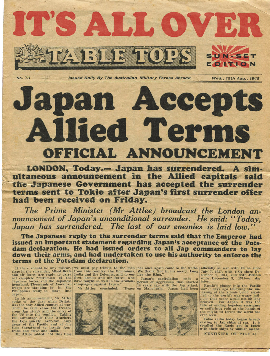 An old Table Tops newspaper with the headline: ‘It’s all over’.