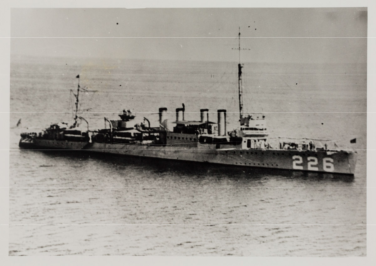 An old photograph of the destroyer USS Peary, before the bombing of Darwin.