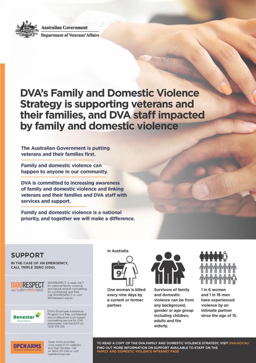 Poster of DVA’s Family and Domestic Violence Strategy.