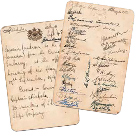 Signed visiting cards.