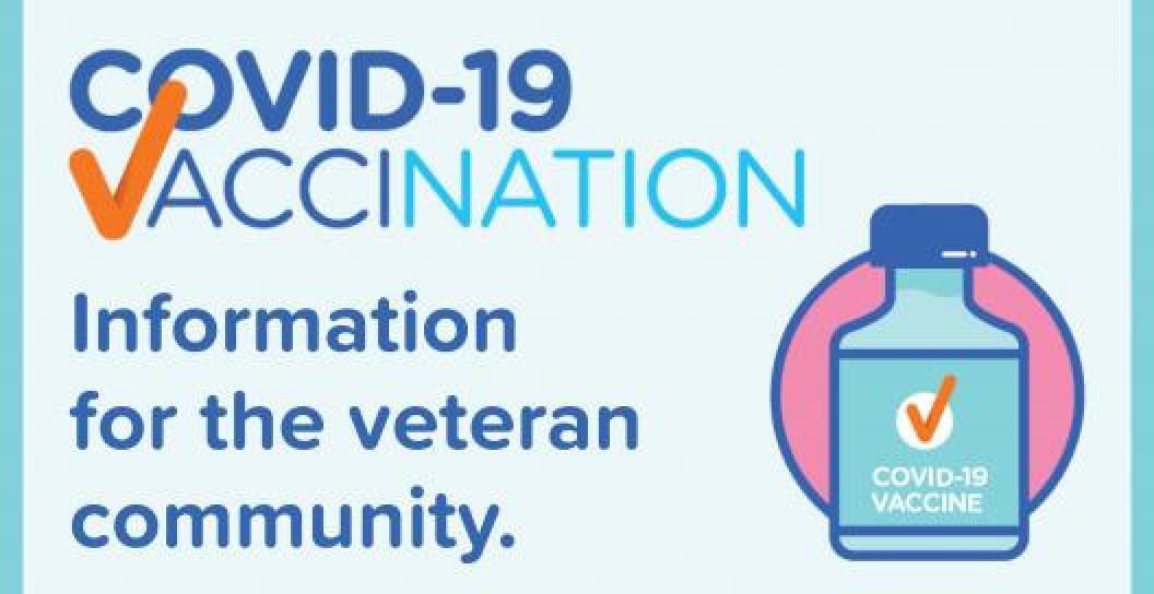 Graphic saying COVID-19 vaccination - information for the veteran community