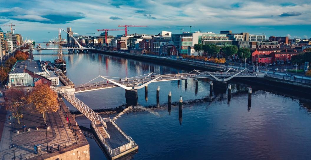 Photo of river passing through a European city