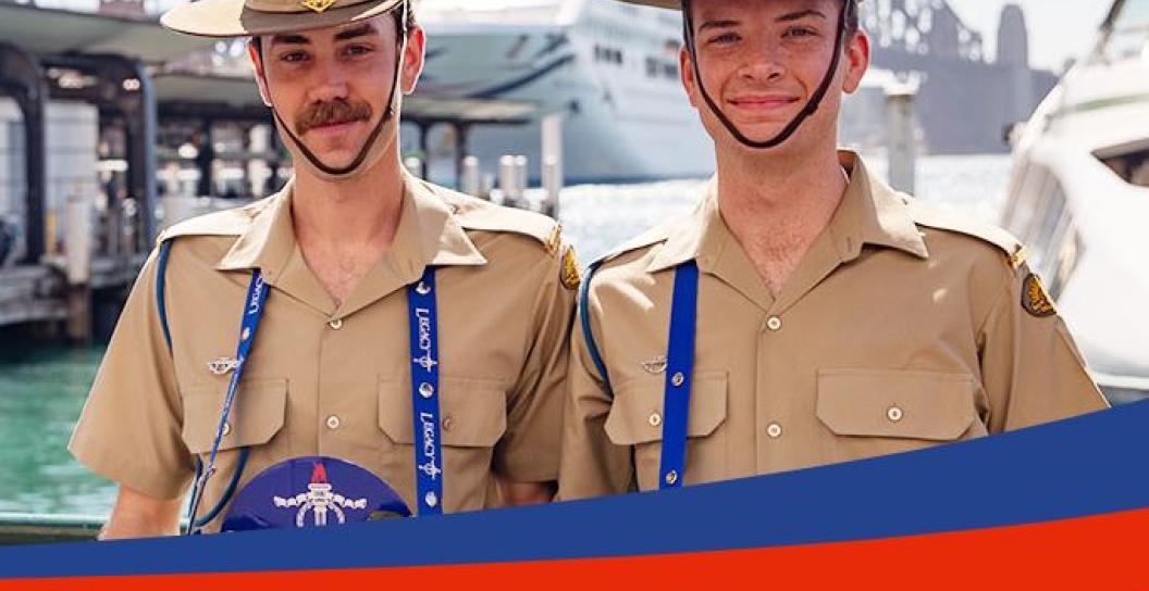 Two soldiers collecting money for Legacy at Circular Quay, Sydney