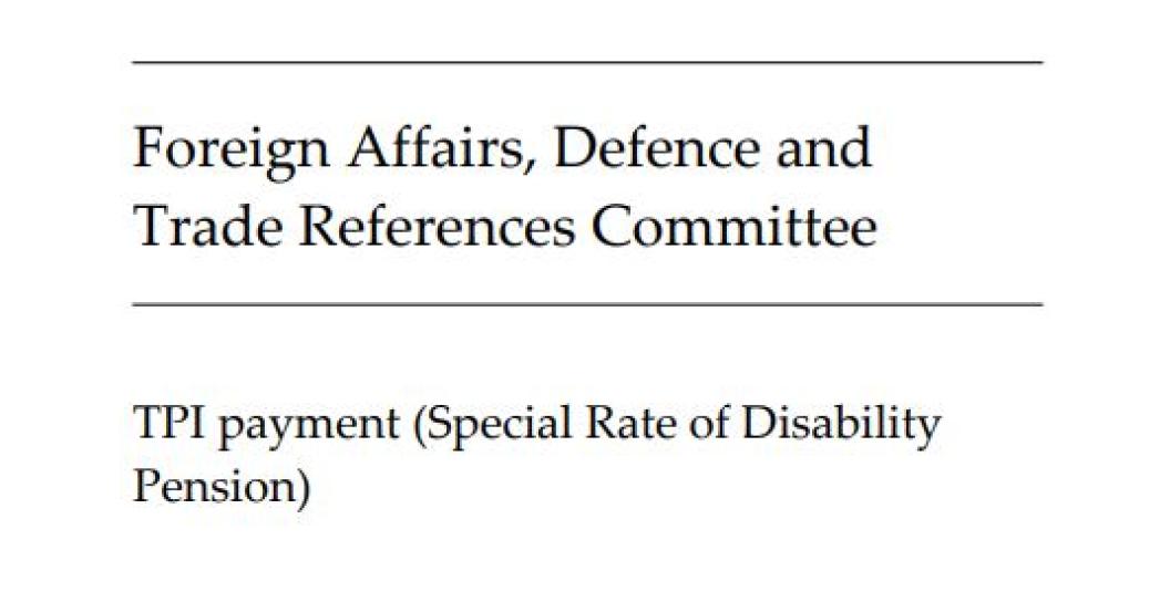 Text saying 'Foreign Affairs, Defence and Trade References Committee' then 'TPI Payment'
