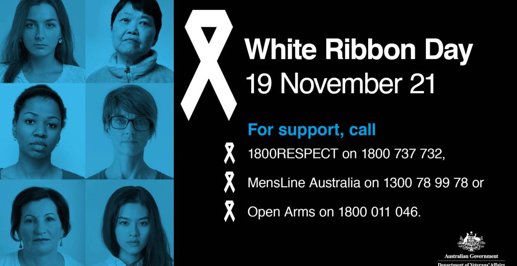 collage of women with white ribbon day text and date