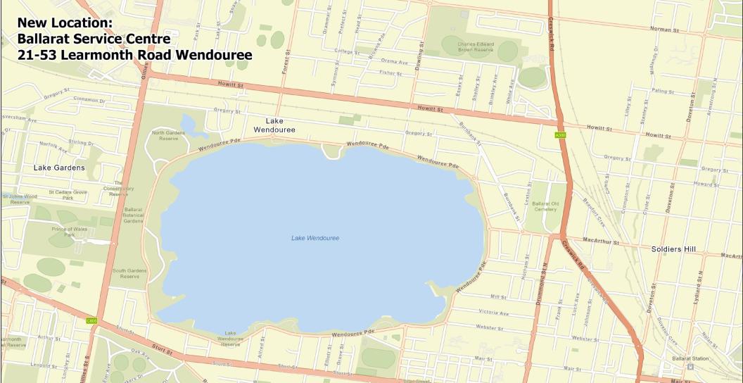 Map of DVA Ballarat services showing the 6.6 kilometre move