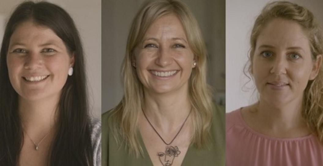 Composite photo of three smiling women