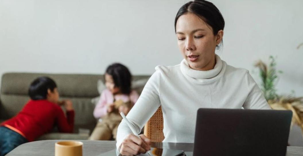 Young woman working on a laptop