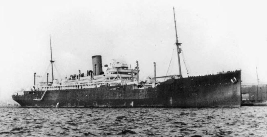 Old black and white photo of ship