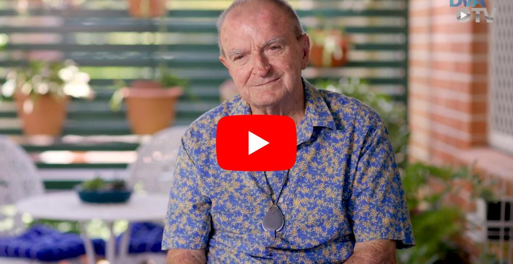 Image of veteran, Ray Chadburn, being interviewed.