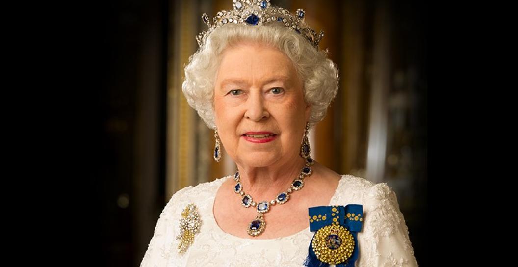 Portrait photo of the Queen wearing tiara and the Order of Australia