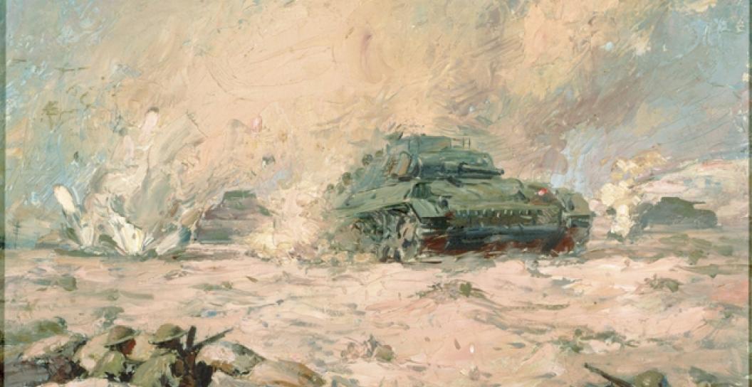 2/32nd Australian Infantry Battalion holding German counter-attack at El Alamein. By William Dargie