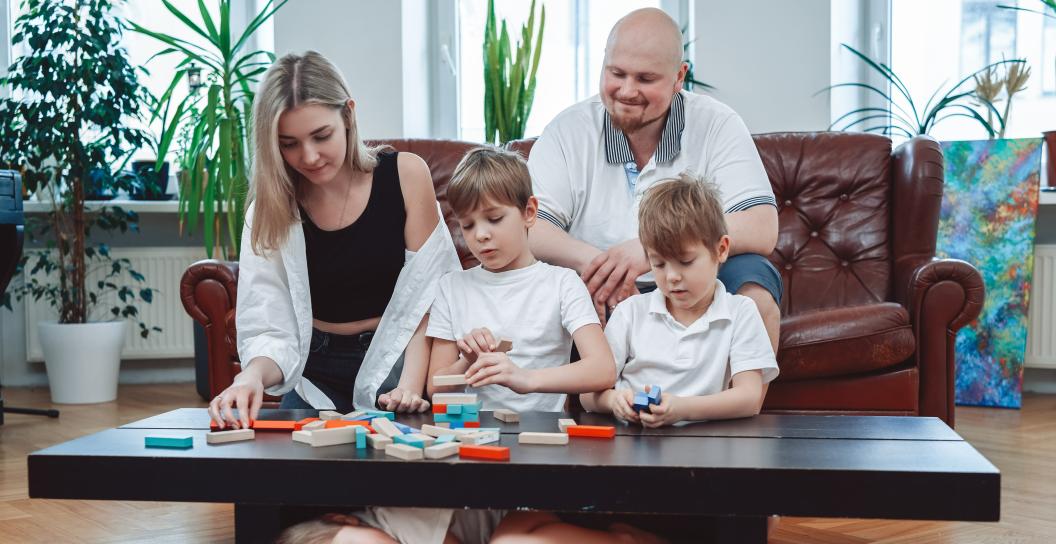Family playing games