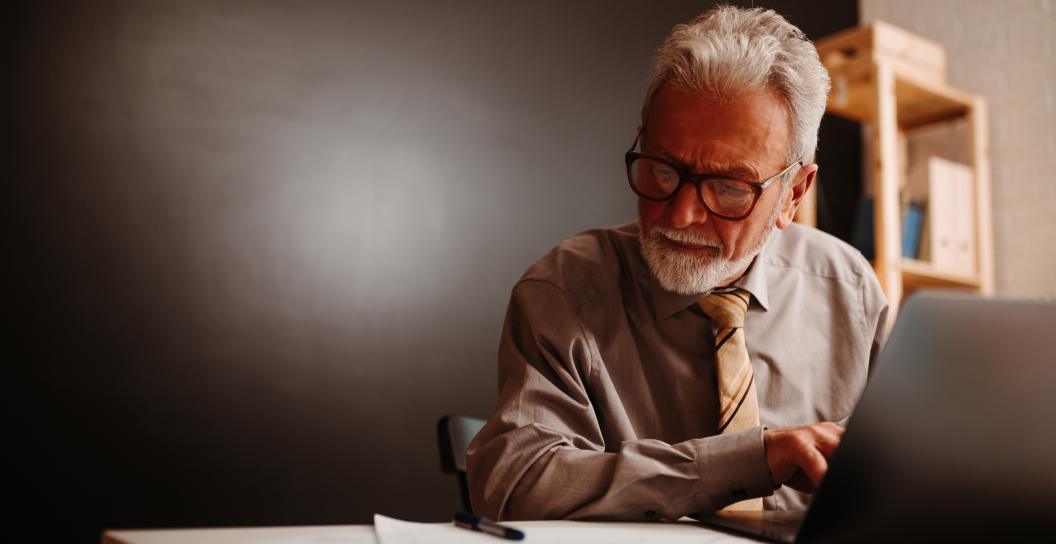 Man using laptop computer