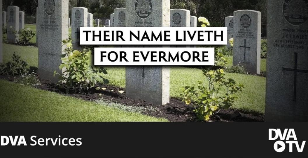 Photo of war graves with title saying: Their name liveth for evermore