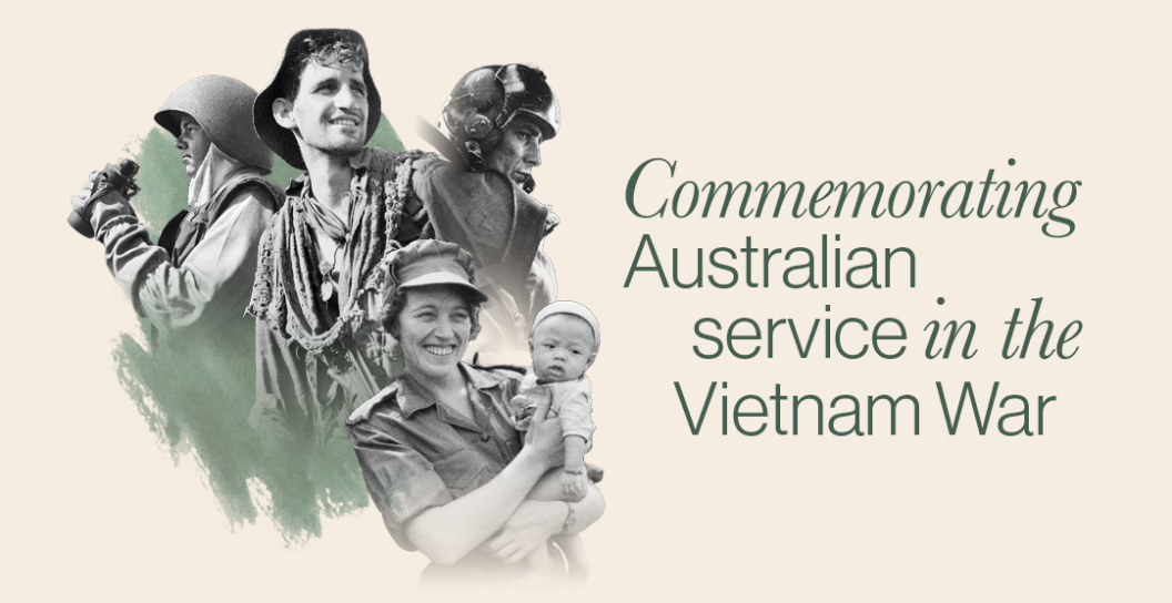 Collage of Vietnam veterans with the words 'Commemorating Australian service in the Vietnam War'