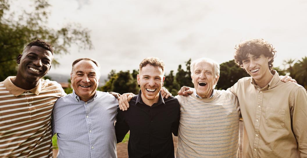 Multi-generational group of men - in semi circle