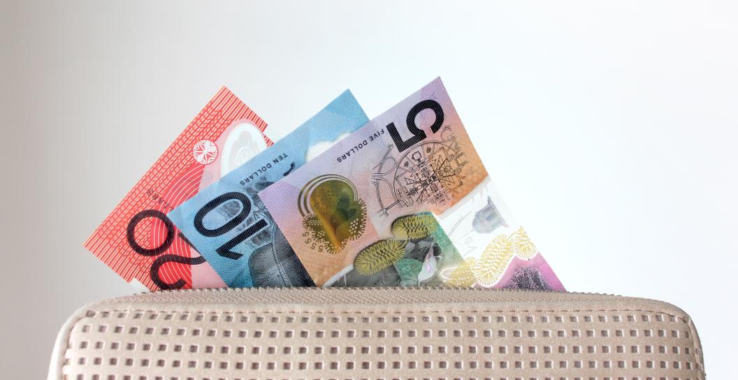 Australian dollar bills in wallet