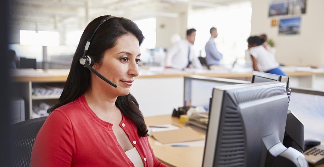 Woman in call centre
