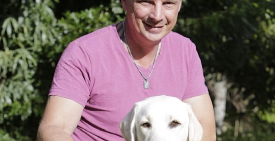 Andrew and psychiatric dog Leon