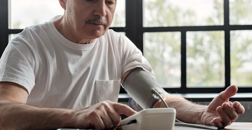 Man checking his blood pressure