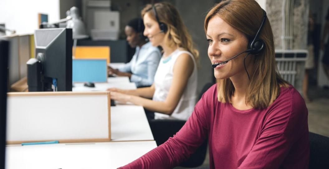 Female telephonist answering phone