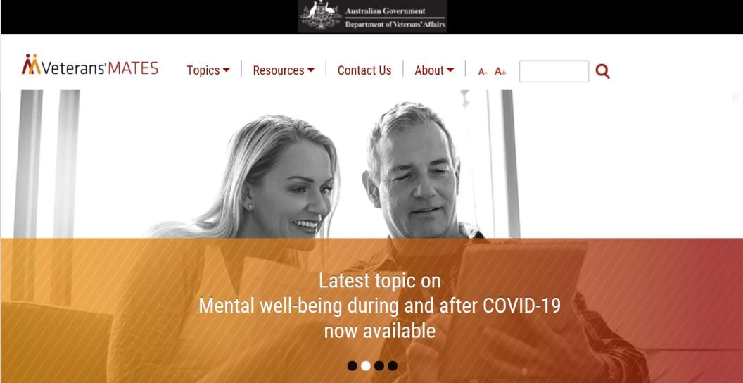 Veterans MATES website screenshot