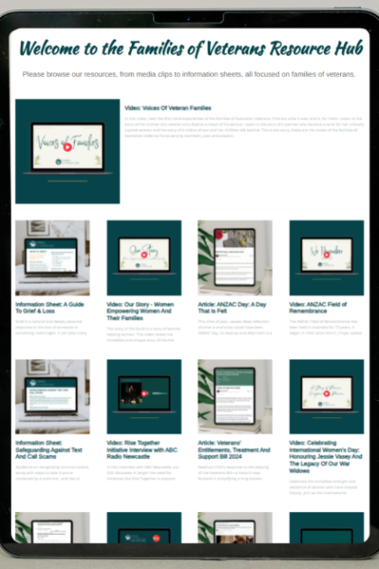 Families of Veterans Guild resource hub tablet image
