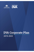 Front cover to the Corporate Plan 2019-23 in shades of blue