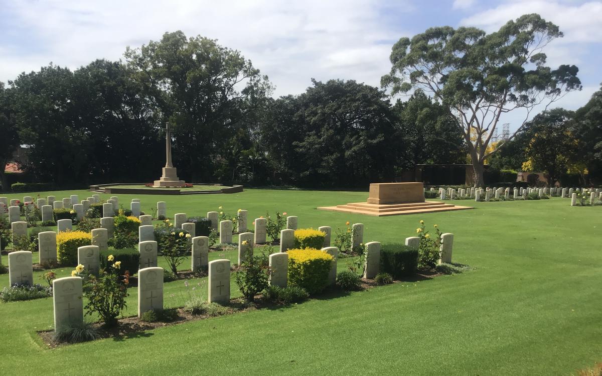 Series of neat, white gravestones