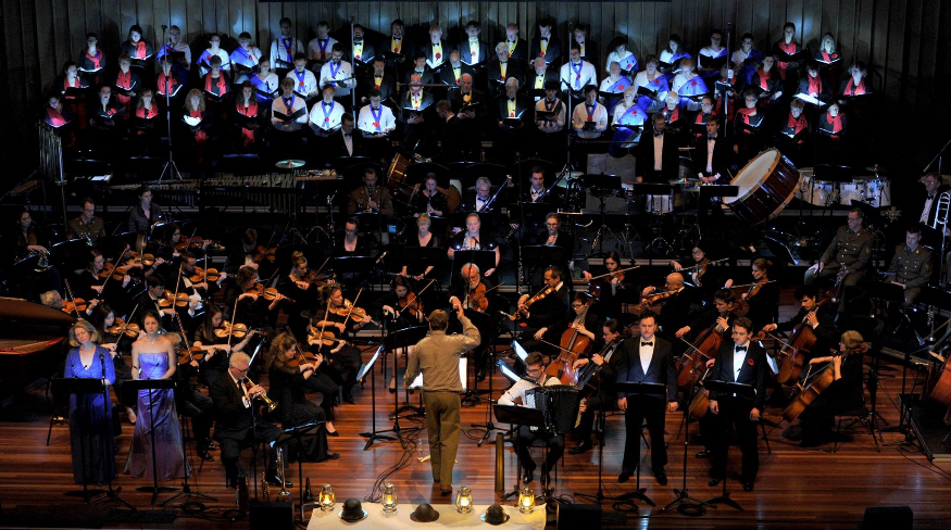 Choir performing with orchestra